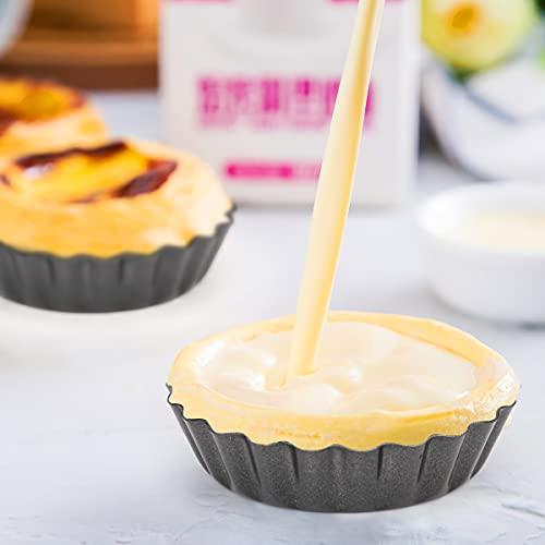 Cyimi 12 pcs Egg Tart Molds, 3" Mini Tart Pans Removable Bottom, Cupcake Cake Muffin Mold Tin Pan Baking Tool, Reusable Quiche Bakeware Carbon Steel for Pies, Quiche, Cheese Cakes, Desserts
