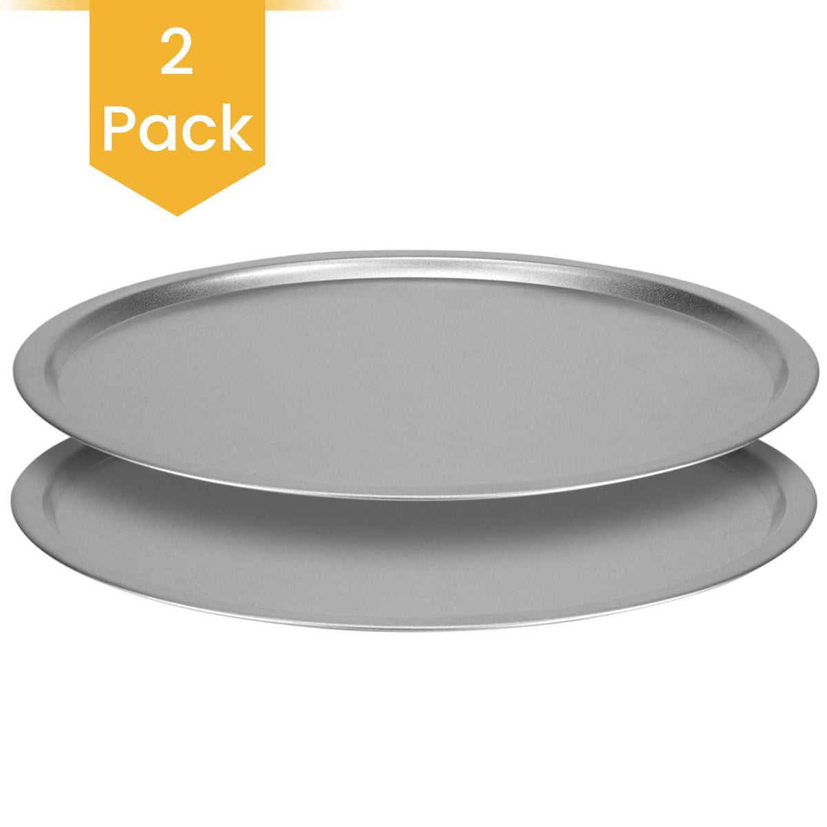 DecorRack 2 Serving Trays, 13 Inch Pizza Pans (Standard Aluminum)