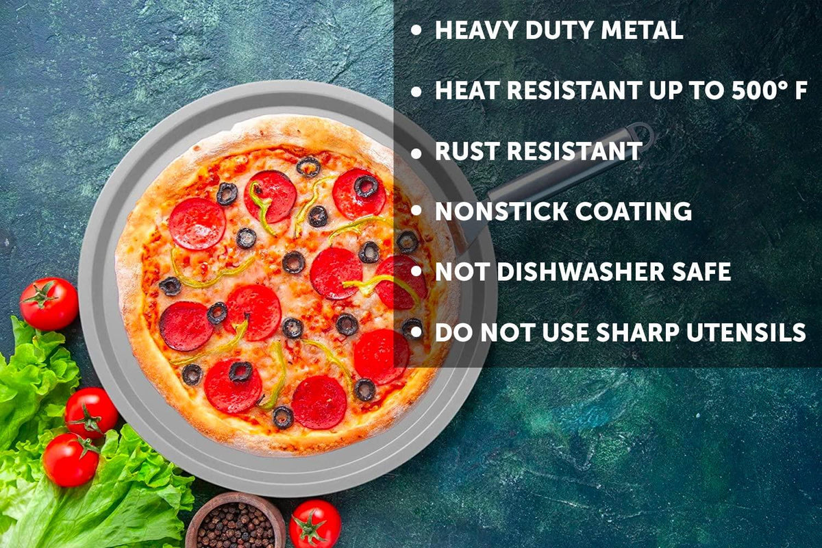 DecorRack 2 Serving Trays, 13 Inch Pizza Pans (Standard Aluminum)