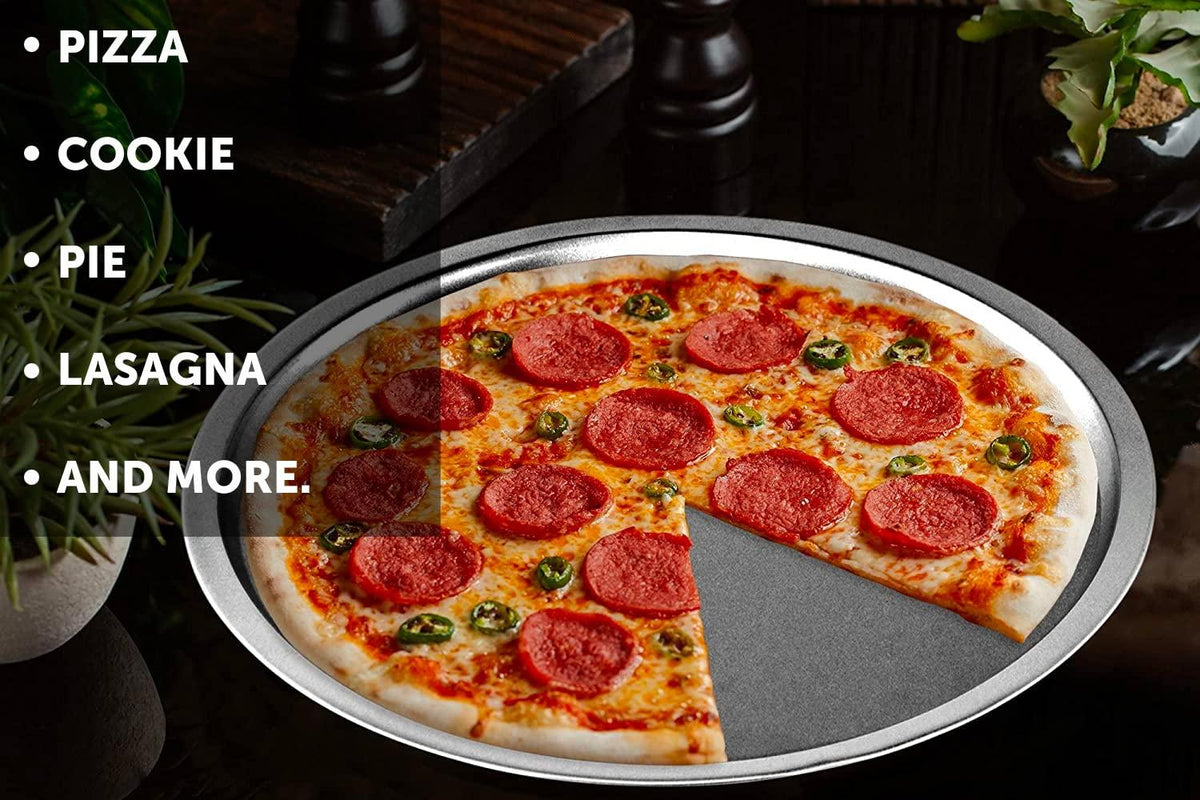 DecorRack 2 Serving Trays, 13 Inch Pizza Pans (Standard Aluminum)
