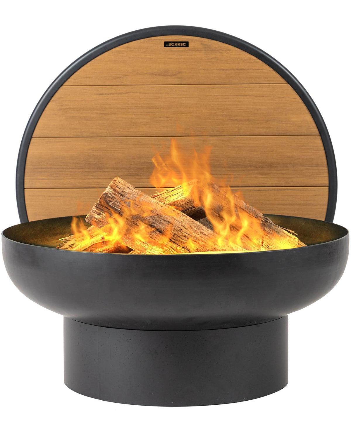 DENKOE Cast Iron Fire Pit Table with Lid, Extra Thick and Heavy Duty Fire Bowl, Deep Round Firepit for Outdoor Bonfire Gatherings, Wood Burning Firepits for Outside Patio, Modern Outdoor Fire Pits