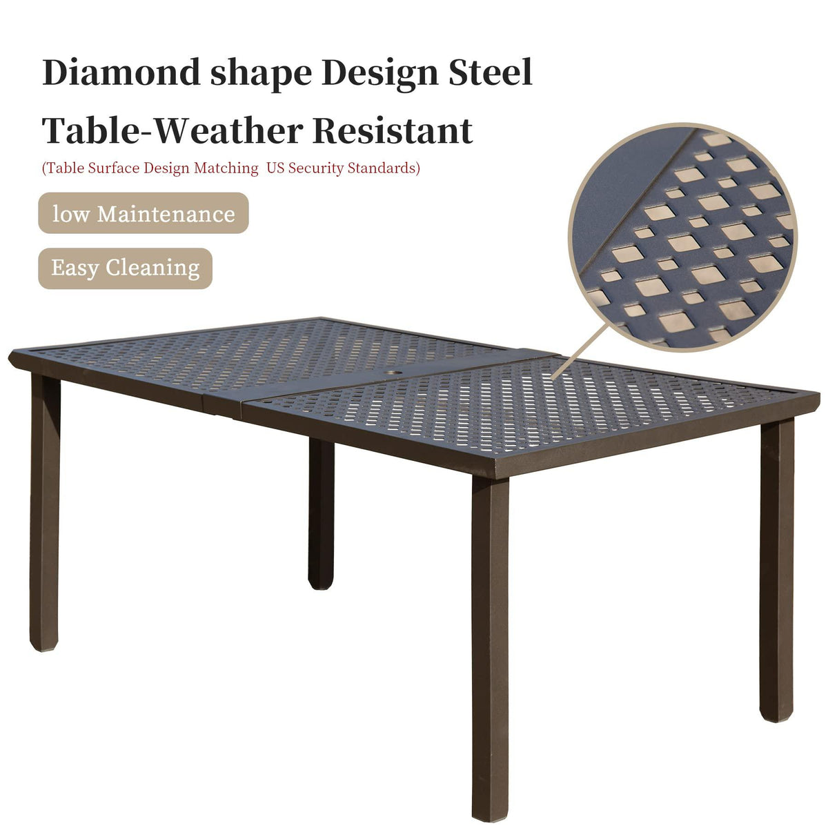 Domi 7 Pieces Patio Dining Sets All-Weather Metal Outdoor Modern Dining Sets with Table for Lawn Garden Backyard Deck with Cushions-Beige