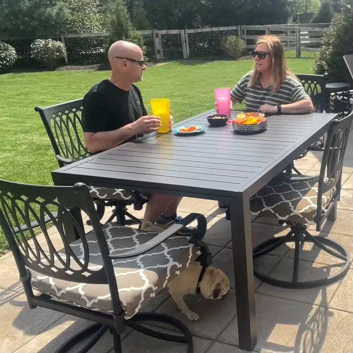 Domi Extendable Aluminum Outdoor Dining Table, 59" - 89" Metal Patio Dining Table for 6-8 Person Garden Backyard Porch Lawn Yard Furniture (Dark-Brown)