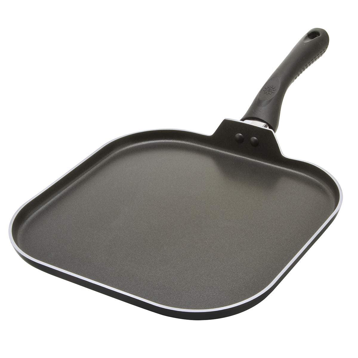 Ecolution Easy to Clean, Comfortable Handle, Even Heating, Dishwasher Safe Pots and Pans, 11-Inch Griddle, Black