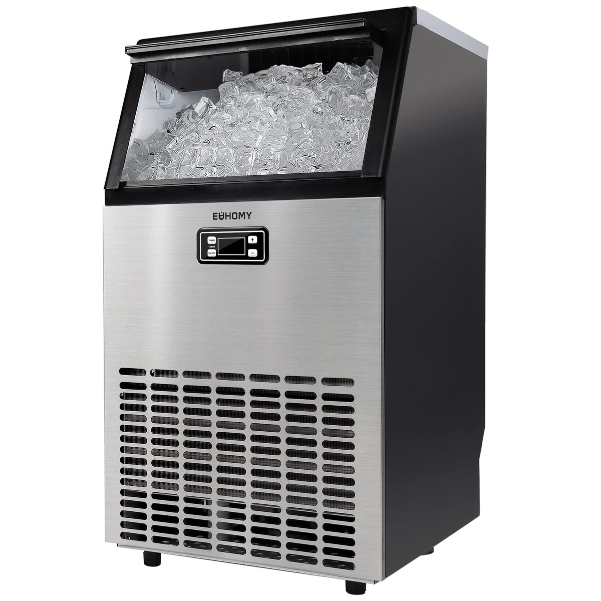 EUHOMY Commercial Ice Maker Machine, 99lbs/24H Stainless Steel Under Counter ice Machine with 33lbs Ice Storage Capacity, Freestanding Ice Maker.