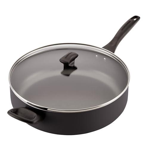 Farberware Dishwasher Safe Nonstick Jumbo Cooker/Saute Pan with Helper Handle - 6 Quart, Black