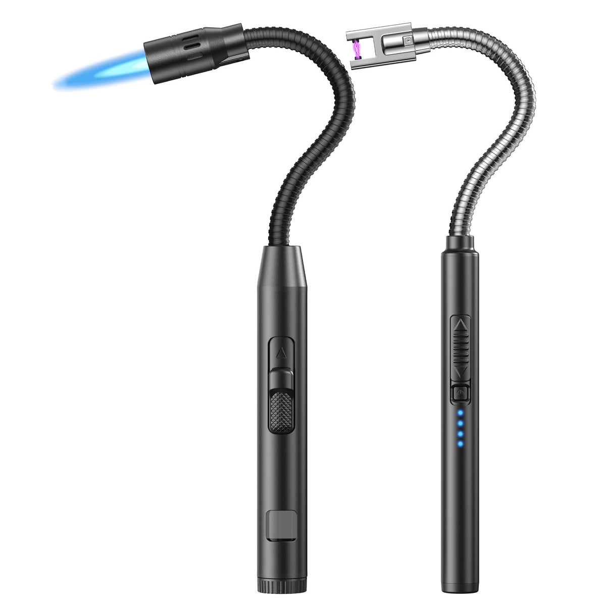 Flame bird 2 Pack Flexible Multi-Purpose Lighter, Long Butane Torch Lighter USB Rechargeable Electric Lighter for Candles BBQ Grill Fireplace Kitchen Camping (NOT PREFILLED)