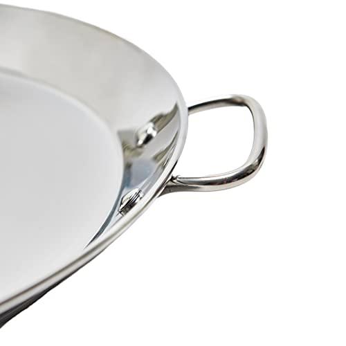 Garcima 16-inch Stainless Flat Bottom Paella Pan, 40cm