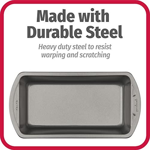 GoodCook Set of 2 Medium 8" x 4" Nonstick Steel Bread Loaf Pans, Gray (4244)
