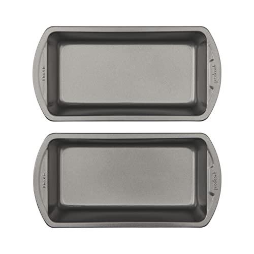 GoodCook Set of 2 Medium 8" x 4" Nonstick Steel Bread Loaf Pans, Gray (4244)