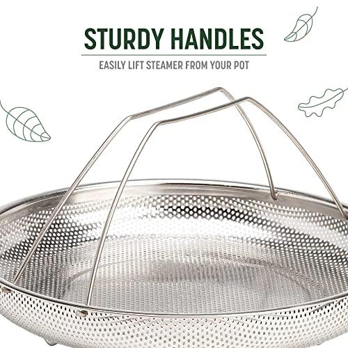 Goodful All-In-One Pan Steamer Basket, Premium Stainless Steel Construction, Dishwasher Safe, Perfect for Steaming Vegetables, Full Handle for Easy Use