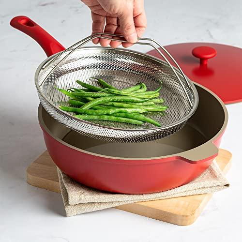 Goodful All-In-One Pan Steamer Basket, Premium Stainless Steel Construction, Dishwasher Safe, Perfect for Steaming Vegetables, Full Handle for Easy Use