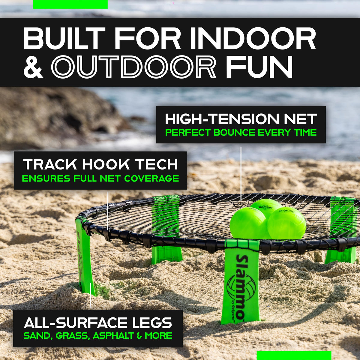 GoSports Slammo Game Set (Includes 3 Balls, Carrying Case and Rules) - Outdoor Lawn, Beach & Tailgating Roundnet Game for Kids, Teens & Adults