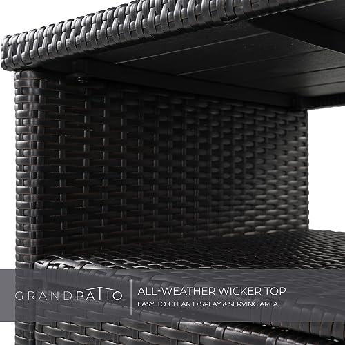 Grand patio Wicker Storage Cabinet, Indoor and Outdoor Prep Table 36" 2-Door Steel Buffet Storage Sideboard Dylan for Kitchen Outside, Brown
