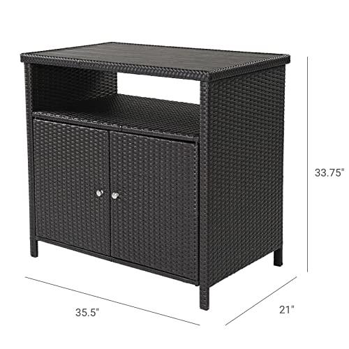 Grand patio Wicker Storage Cabinet, Indoor and Outdoor Prep Table 36" 2-Door Steel Buffet Storage Sideboard Dylan for Kitchen Outside, Brown