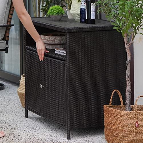 Grand patio Wicker Storage Cabinet, Indoor and Outdoor Prep Table 36" 2-Door Steel Buffet Storage Sideboard Dylan for Kitchen Outside, Brown