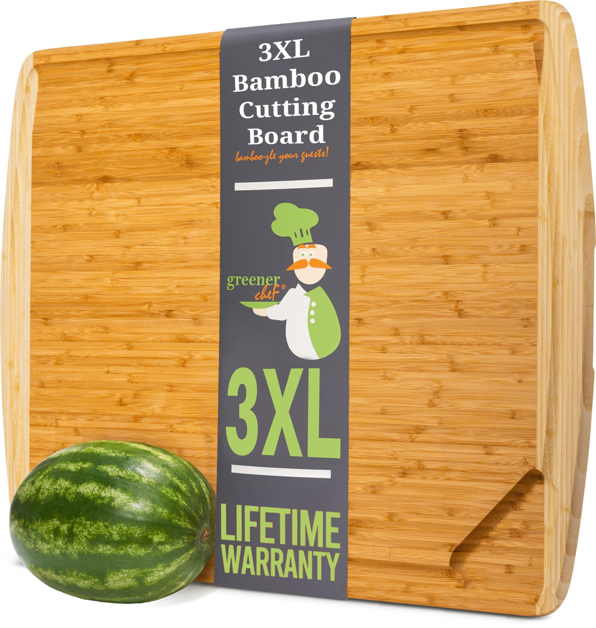 GREENER CHEF 30 Inch 3XL Extra Large Cutting Board with Lifetime Replacements - Oversized Bamboo Stove Top Cover Noodle Board - Wooden Meat Cutting Board - Turkey Carving Board - Charcuterie Board