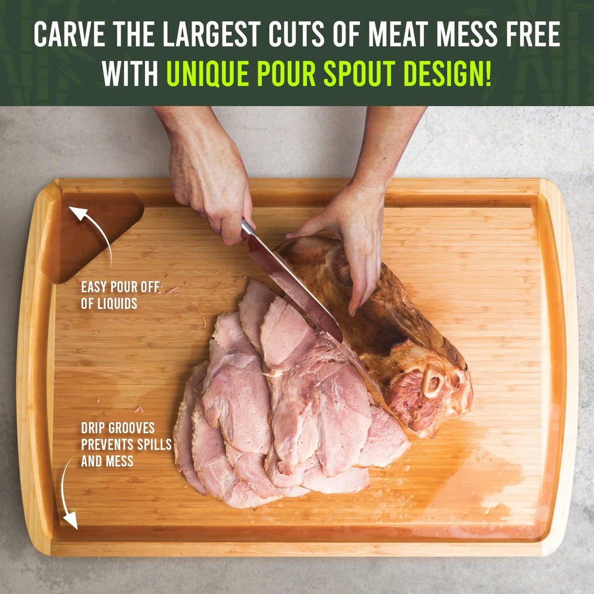 GREENER CHEF 30 Inch 3XL Extra Large Cutting Board with Lifetime Replacements - Oversized Bamboo Stove Top Cover Noodle Board - Wooden Meat Cutting Board - Turkey Carving Board - Charcuterie Board