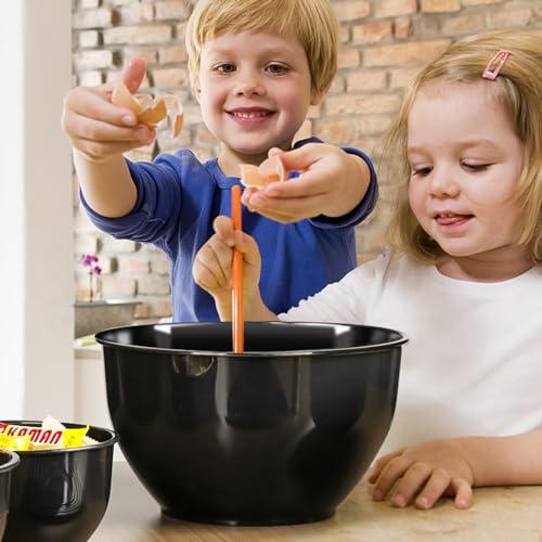 Greentainer 5-Piece Plastic Mixing Bowl Set with Lids for Kitchen, Nesting Storage Bowls for Baking, Prepping,Cooking and Serving Food, Dishwasher, Microwave Safe,Great for Mixing & Serving (Black)
