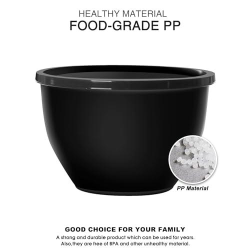 Greentainer 5-Piece Plastic Mixing Bowl Set with Lids for Kitchen, Nesting Storage Bowls for Baking, Prepping,Cooking and Serving Food, Dishwasher, Microwave Safe,Great for Mixing & Serving (Black)