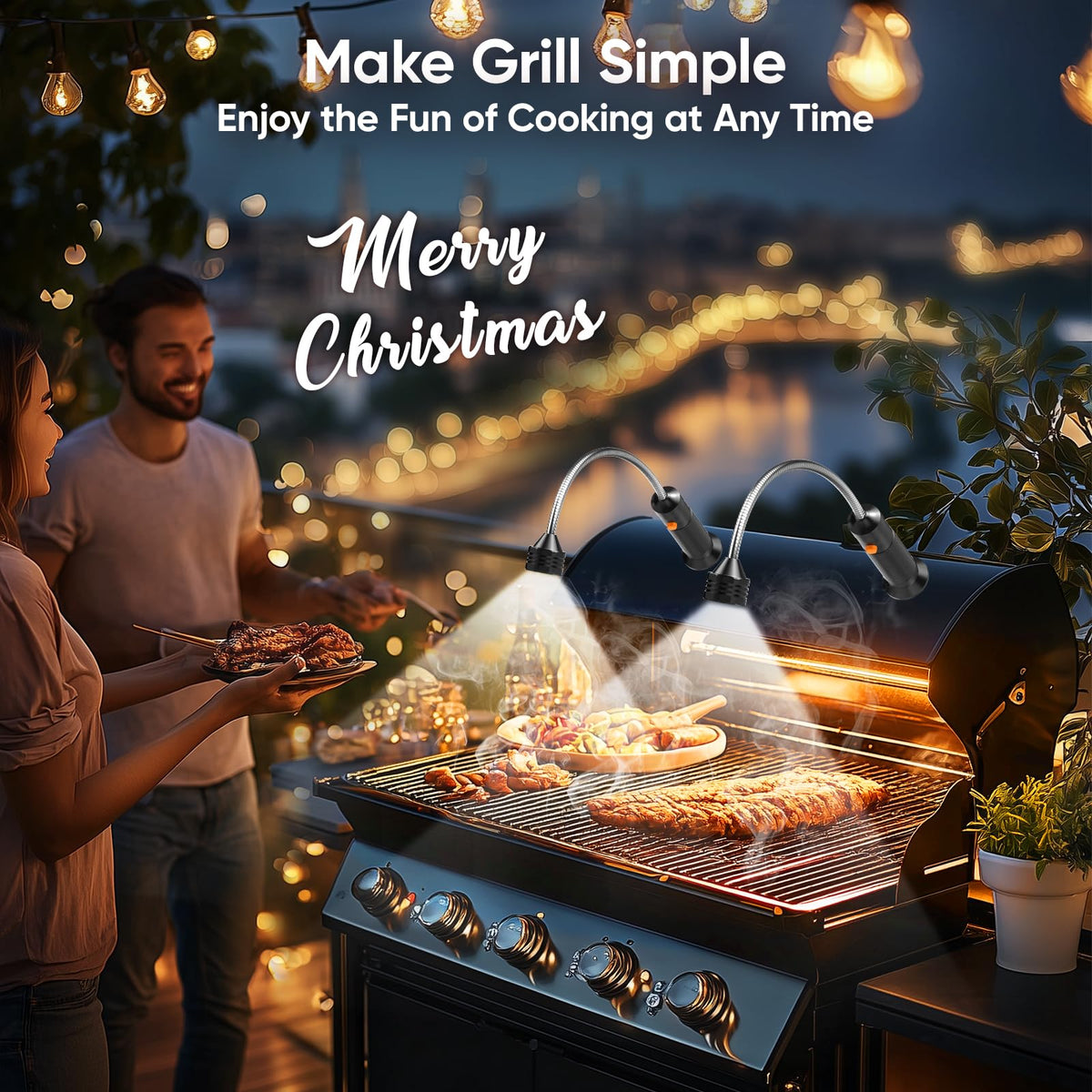 Grill Light BBQ Grilling Accessories: 2025 Unique Dad Gifts for Fathers Day from Wife Daughter - Cool Gifts for Men Husband Grandpa - Outdoor Bright Magnetic LED Light Smoker Accessories Tools 2 Pack