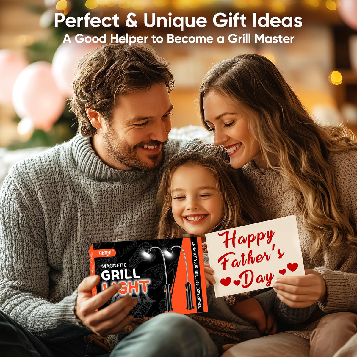 Grill Light BBQ Grilling Accessories: 2025 Unique Dad Gifts for Fathers Day from Wife Daughter - Cool Gifts for Men Husband Grandpa - Outdoor Bright Magnetic LED Light Smoker Accessories Tools 2 Pack