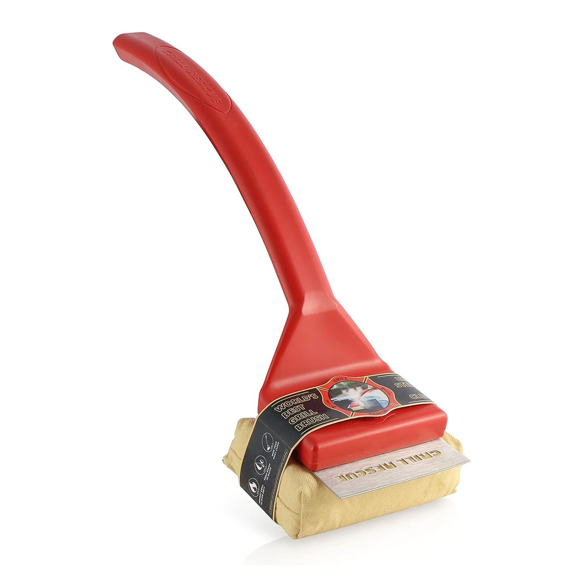 Grill Rescue BBQ Replaceable Scraper Cleaning Head, Bristle Free - Durable and Unique Grill Tools for Cast Iron or Stainless-Steel Grates, Barbecue Cleaner (Scraper Brush)