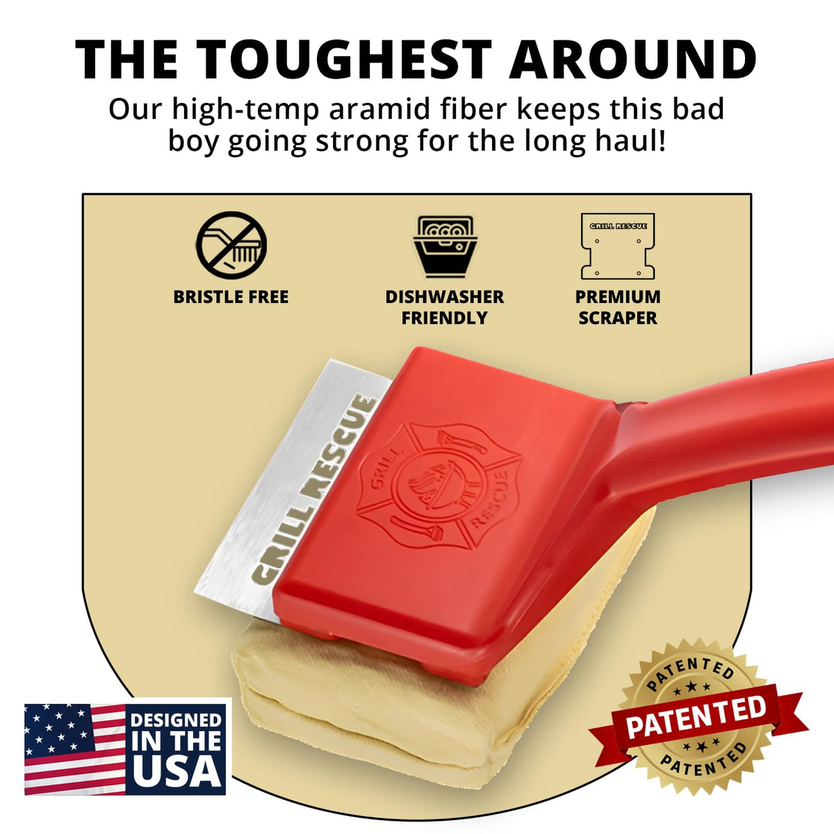 Grill Rescue BBQ Replaceable Scraper Cleaning Head, Bristle Free - Durable and Unique Grill Tools for Cast Iron or Stainless-Steel Grates, Barbecue Cleaner (Scraper Brush)