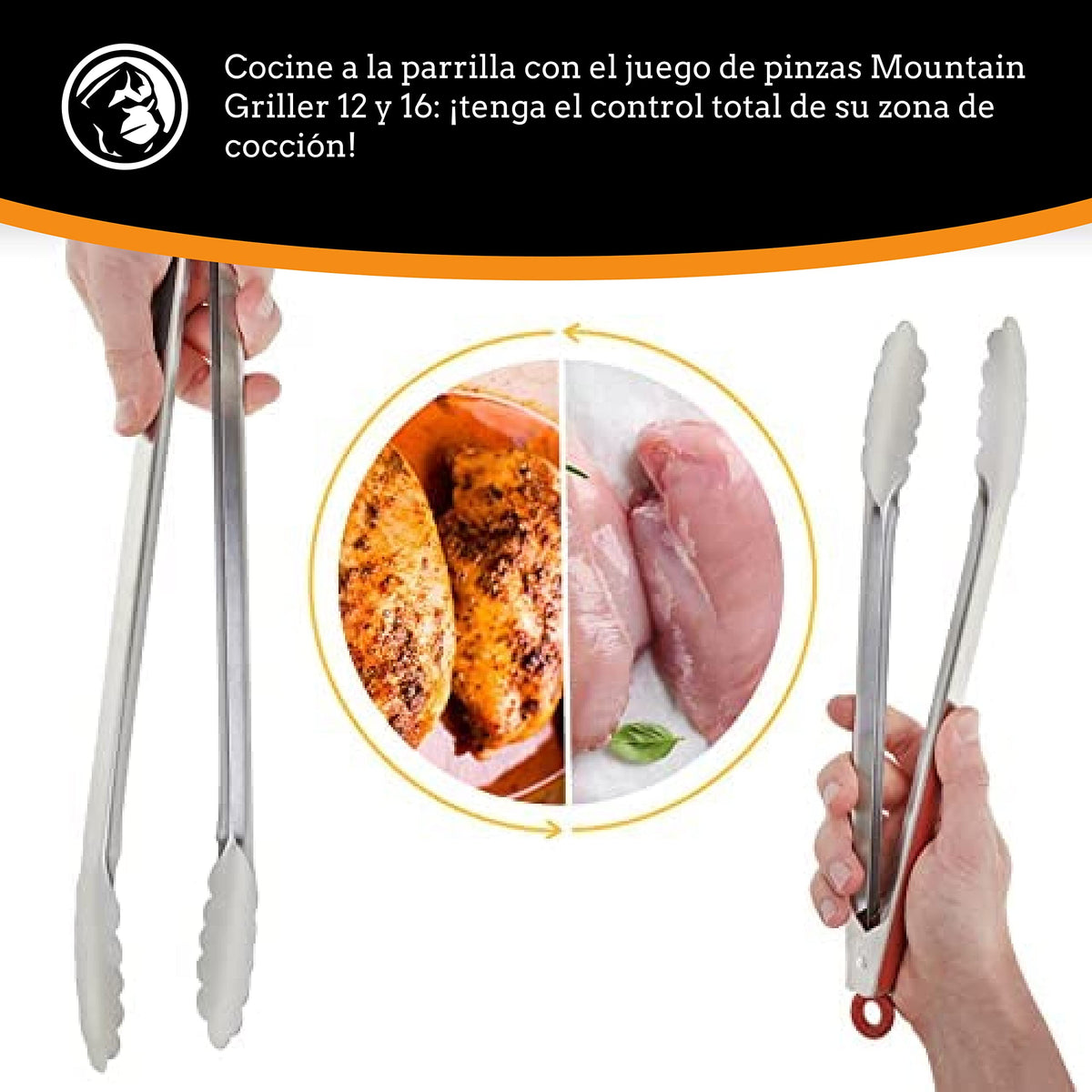 Grill Tongs for Cooking BBQ - 12 & 16" Set of 2 Heavy Duty Grilling Cooking Tongs for Serving Food Rubber Grips Long Locking Stainless Steel kitchen tongs & Barbecue No More Burnt hands Heat Resistant