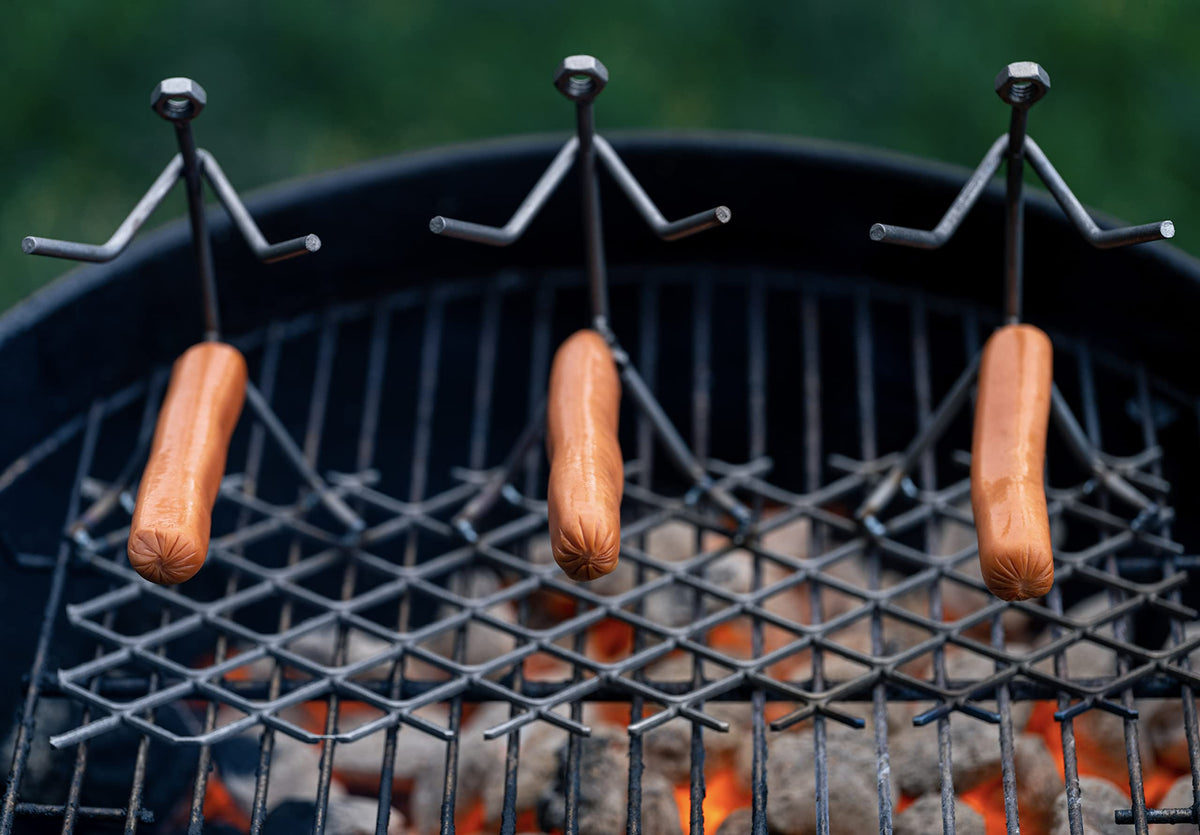 GUTE Hot Dog Roaster Stainless Steel Three Man Stick Figure Griller Funny Barbeque BBQ Grilling Gifts, Dad Gifts, Men Novelty Hotdog - Great for Parties, Birthdays, Tailgates!