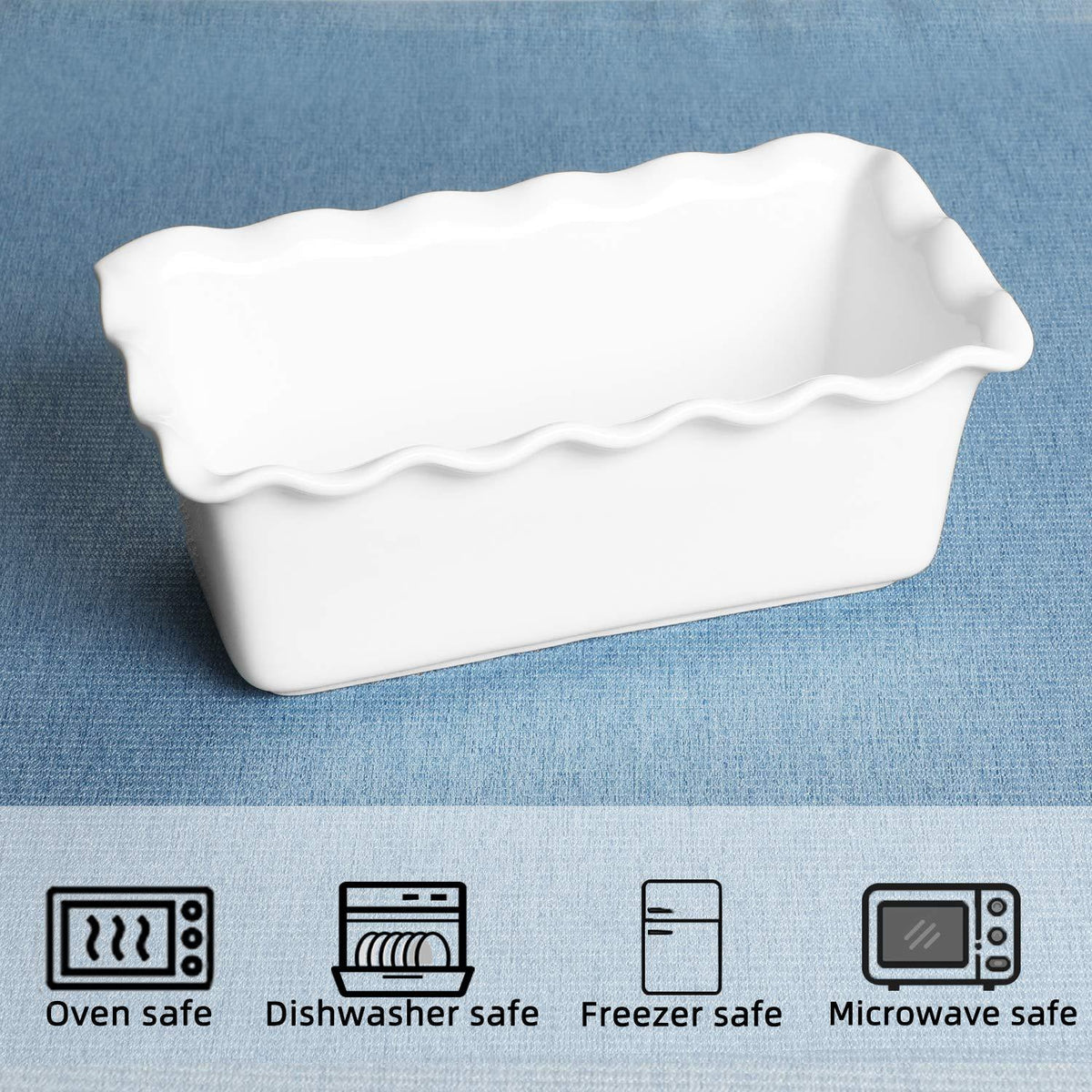 HAOTOP Porcelain Nonstick Baking Bread Loaf Pan, 8.5 x 5 Inch, White
