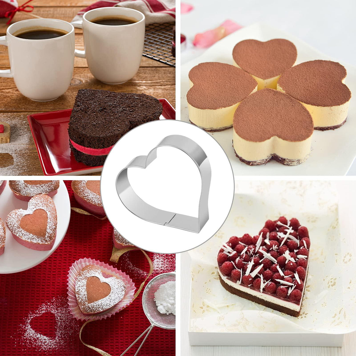 Heart Cookie Cutter Set - 6 Piece - 3 4/5", 3 1/5", 2 4/5", 2 3/5", 2 1/5", 1 4/5" - Heart Shaped Cookie Cutters, Stainless Steel Biscuit Pastry Cutters