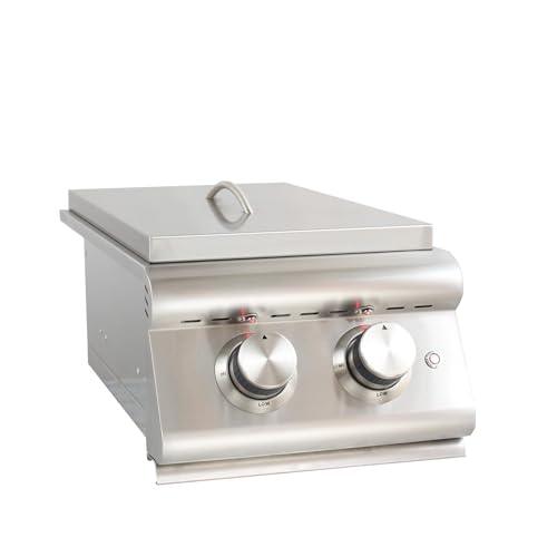 Heavy-Duty Stainless Steel Outdoor | Blaze Double Side Burner Propane LP Grill Barbeque | LED Lights Thermometer | Best Of Backyard For Grilling Masters | BLZ-SB2LTE-LP