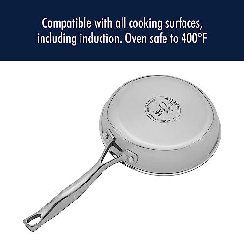 HENCKELS Clad H3 8-inch Induction Frying Pan with Lid, Stainless Steel, Durable and Easy to clean