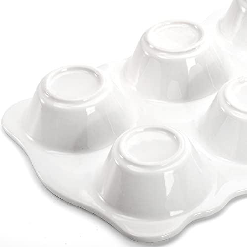 Hiceeden 2 Pack Ceramic Muffin Pans, 6 Cups Non-stick Muffin Tin Cupcake Baking Pans with Handles for Muffin Cakes, Egg Tarts, Mousse, Pot Pie, Jelly