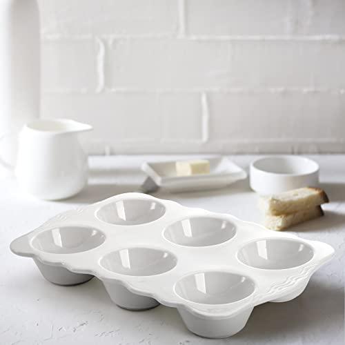Hiceeden 2 Pack Ceramic Muffin Pans, 6 Cups Non-stick Muffin Tin Cupcake Baking Pans with Handles for Muffin Cakes, Egg Tarts, Mousse, Pot Pie, Jelly