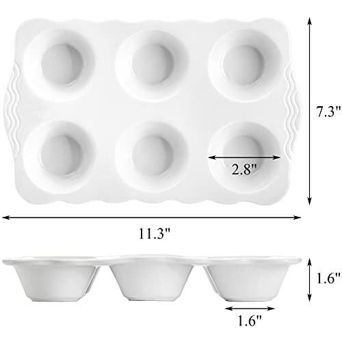 Hiceeden 2 Pack Ceramic Muffin Pans, 6 Cups Non-stick Muffin Tin Cupcake Baking Pans with Handles for Muffin Cakes, Egg Tarts, Mousse, Pot Pie, Jelly