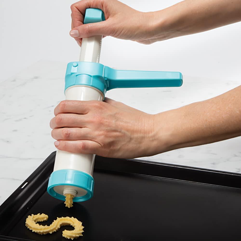 Hutzler Easy Action Cookie Press and Food Decorator, one size, White/Turquoise