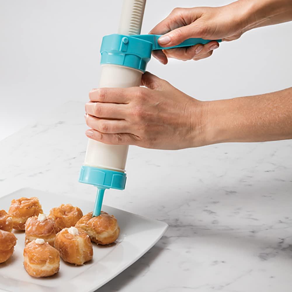 Hutzler Easy Action Cookie Press and Food Decorator, one size, White/Turquoise