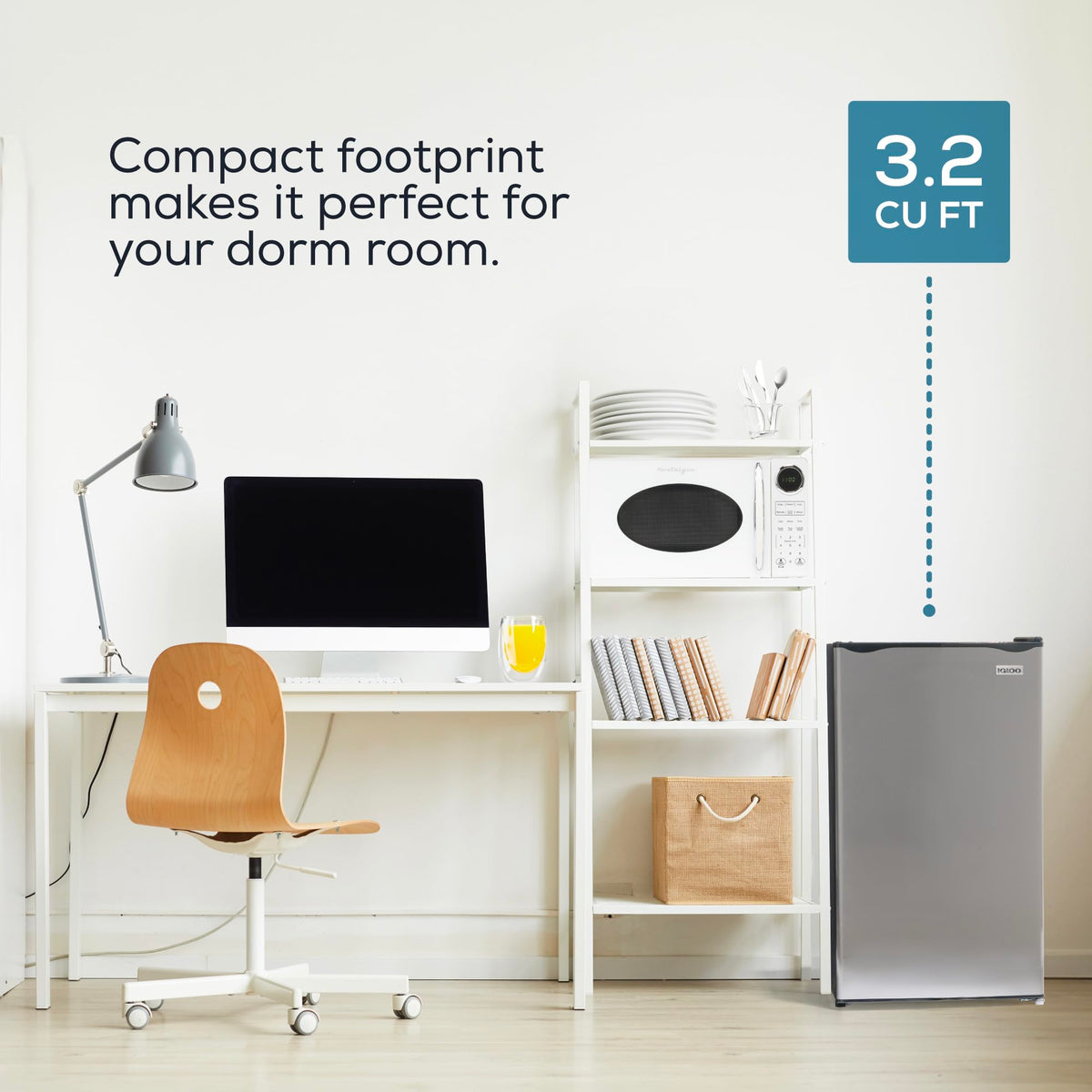 Igloo 3.2 Cu.Ft. Single Door Compact Refrigerator with Freezer - Slide Out Glass Shelf, Perfect for Homes, Offices, Dorms - Platinum
