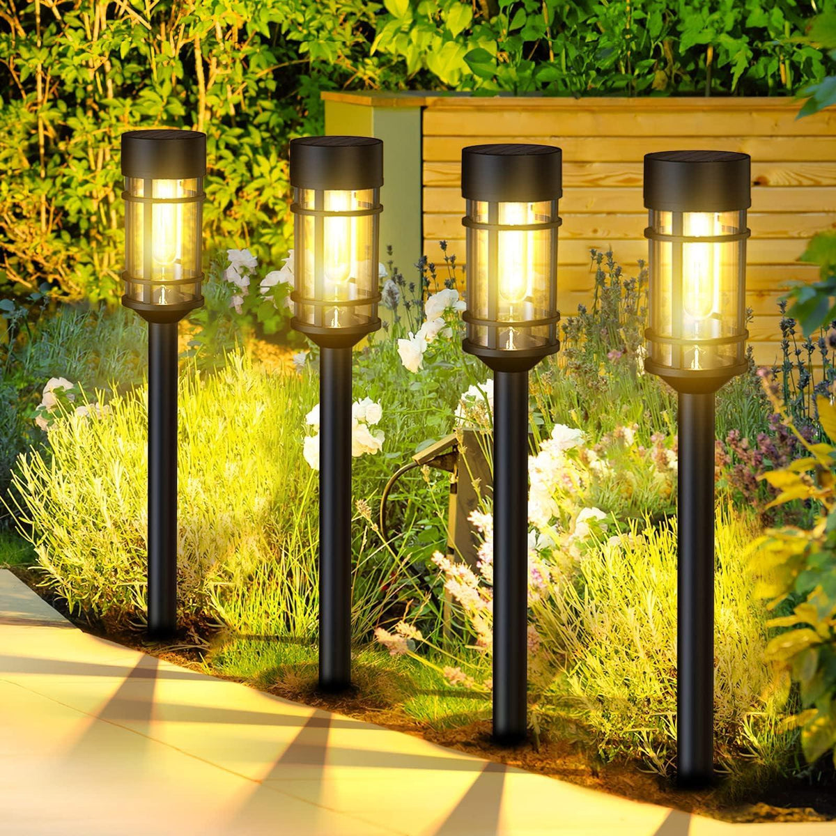 ILANCK Solar Pathway Lights 8 Pack, Bright Solar Lights Outdoor Waterproof IP65, LED Solar Garden Lights Metal Landscape Lighting for Yard, Lawn, Driveway…