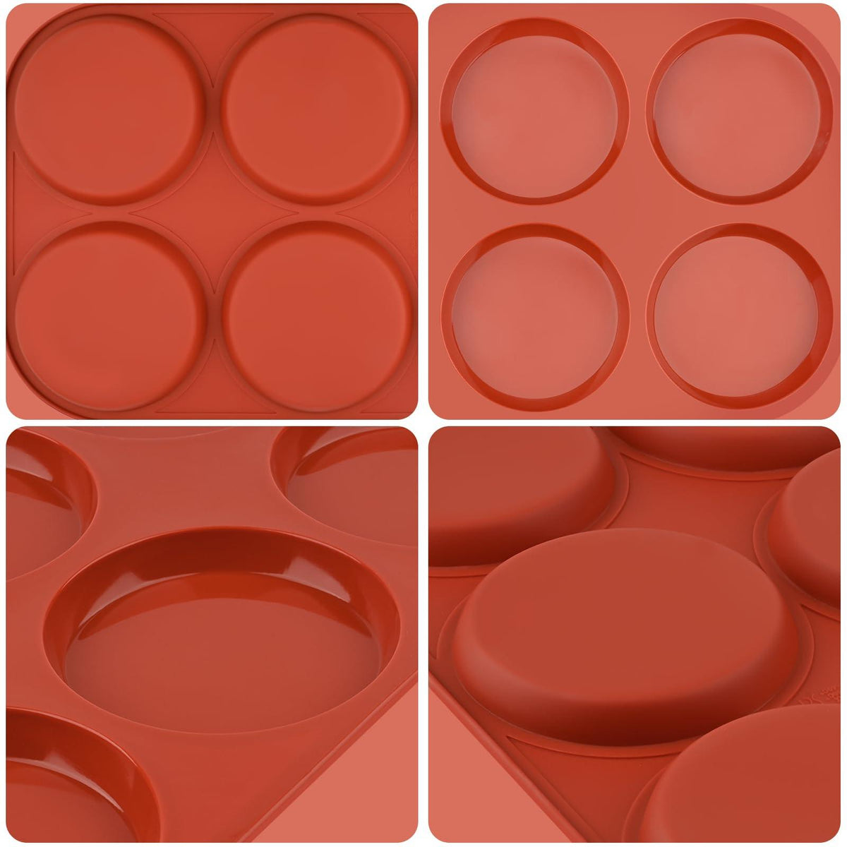 JOERSH 2-PK Silicone Egg Molds Non-Stick 4" Jumbo Size Round Muffin Top Baking Pans Egg Molds for Breakfast Egg Sandwiches, Corn Bread & English Muffins