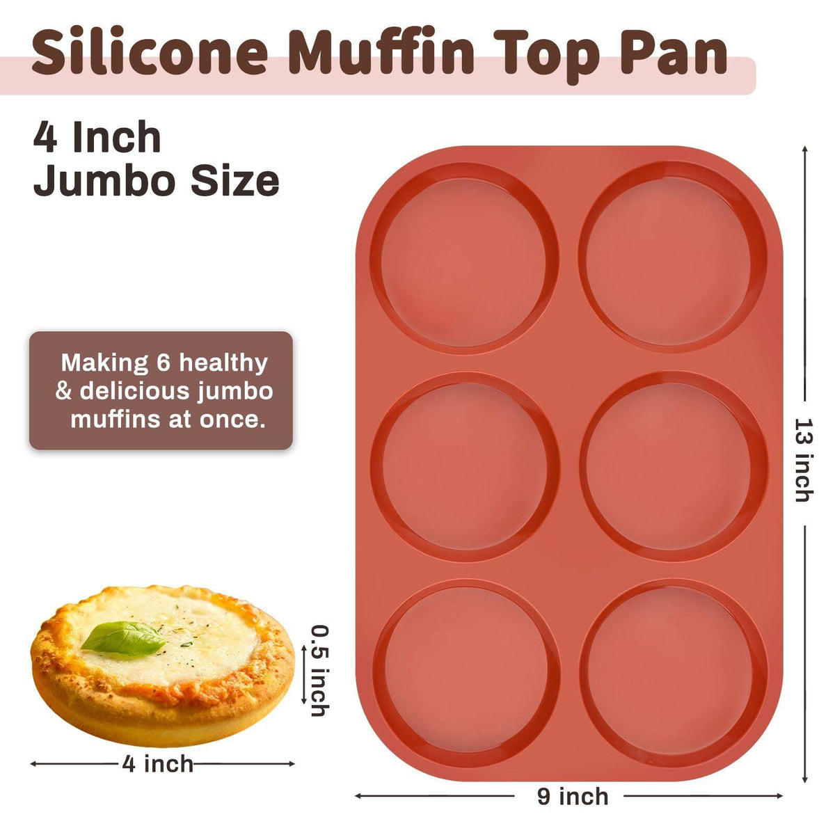 JOERSH 2-PK Silicone Egg Molds Non-Stick 4" Jumbo Size Round Muffin Top Baking Pans Egg Molds for Breakfast Egg Sandwiches, Corn Bread & English Muffins
