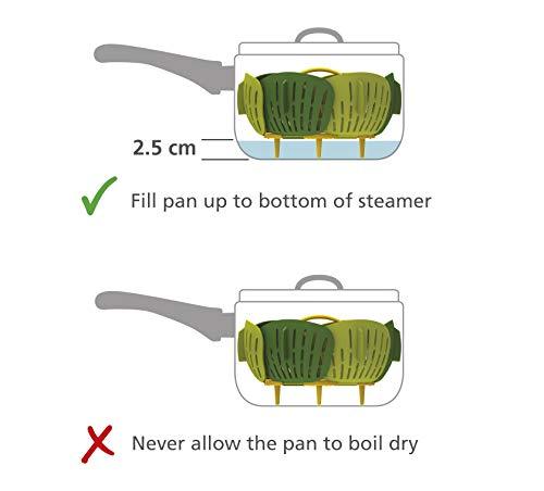 Joseph Joseph Bloom Folding Steamer Basket for Vegetables, compact storage - Green
