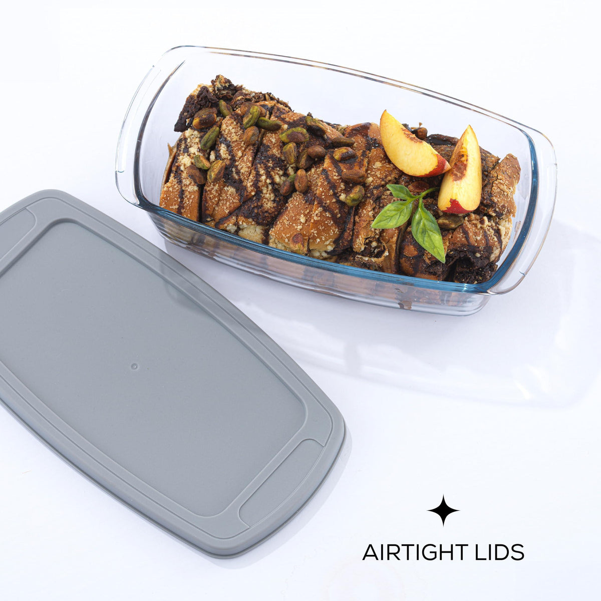 JoyJolt Glass Loaf Pan with Lid. 3pc Bread Pan Set, Rectangular, 1.9 Quart Loaf Pans for Baking Bread, Bread Storage Container, Lasagna Pan Deep, Meatloaf Pan, Banana Bread Loaf Pan