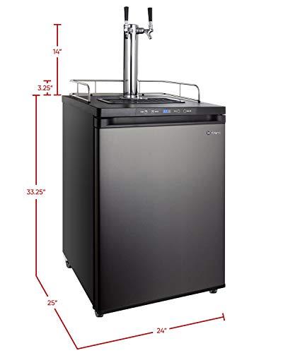 Kegco 3PK309X-2 Keg Dispenser, 2 Tap, Black Stainless Steel