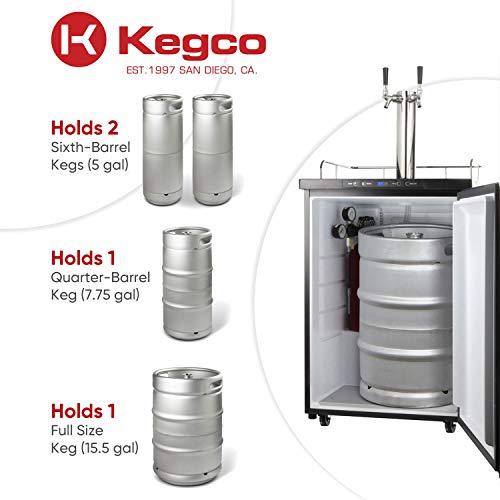 Kegco 3PK309X-2 Keg Dispenser, 2 Tap, Black Stainless Steel