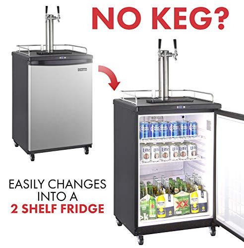 Kegco Keg Dispenser, Two Faucet, Stainless Steel
