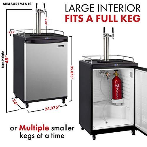 Kegco Keg Dispenser, Two Faucet, Stainless Steel