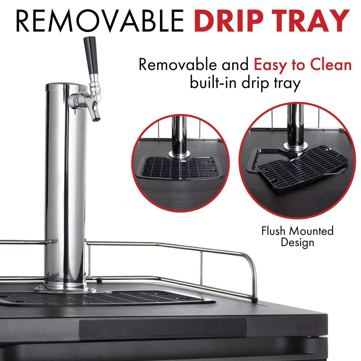 Kegco Kegerator Full Size Keg Refrigerator - Single Faucet - D System, Stainless Steel